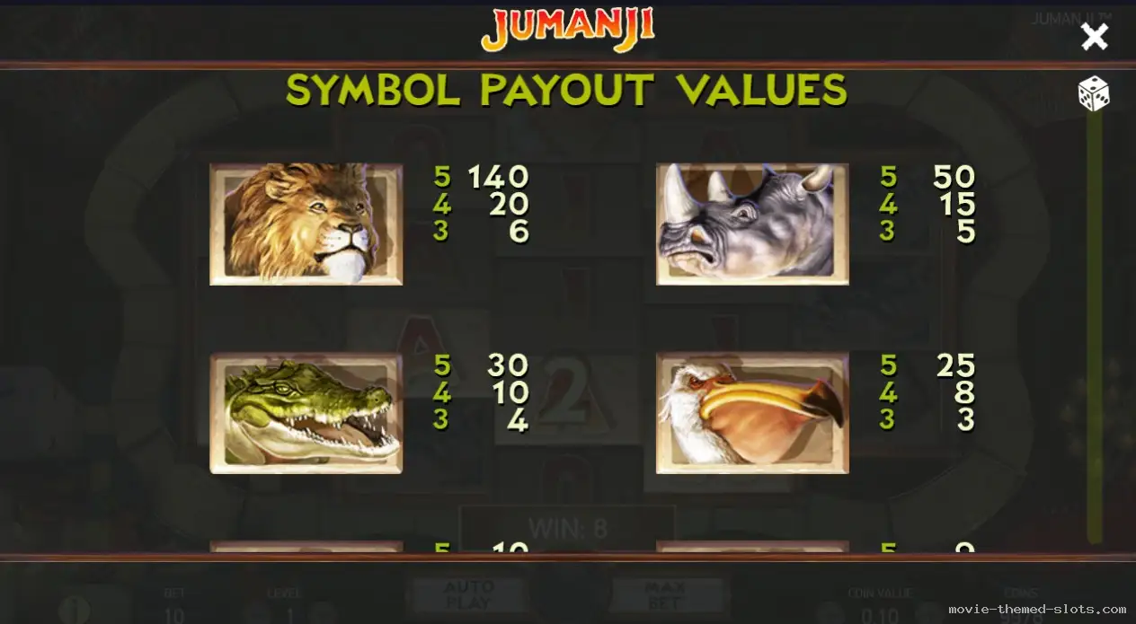 Jumanji slot machine by NetEnt Screenshot 1